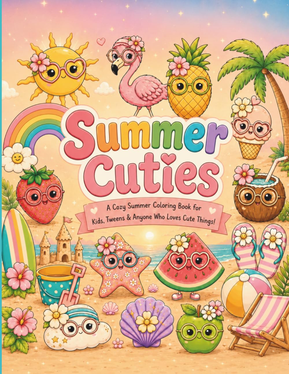 Summer Cuties: A Cozy Summer Coloring Book for Kids Ages 4-9