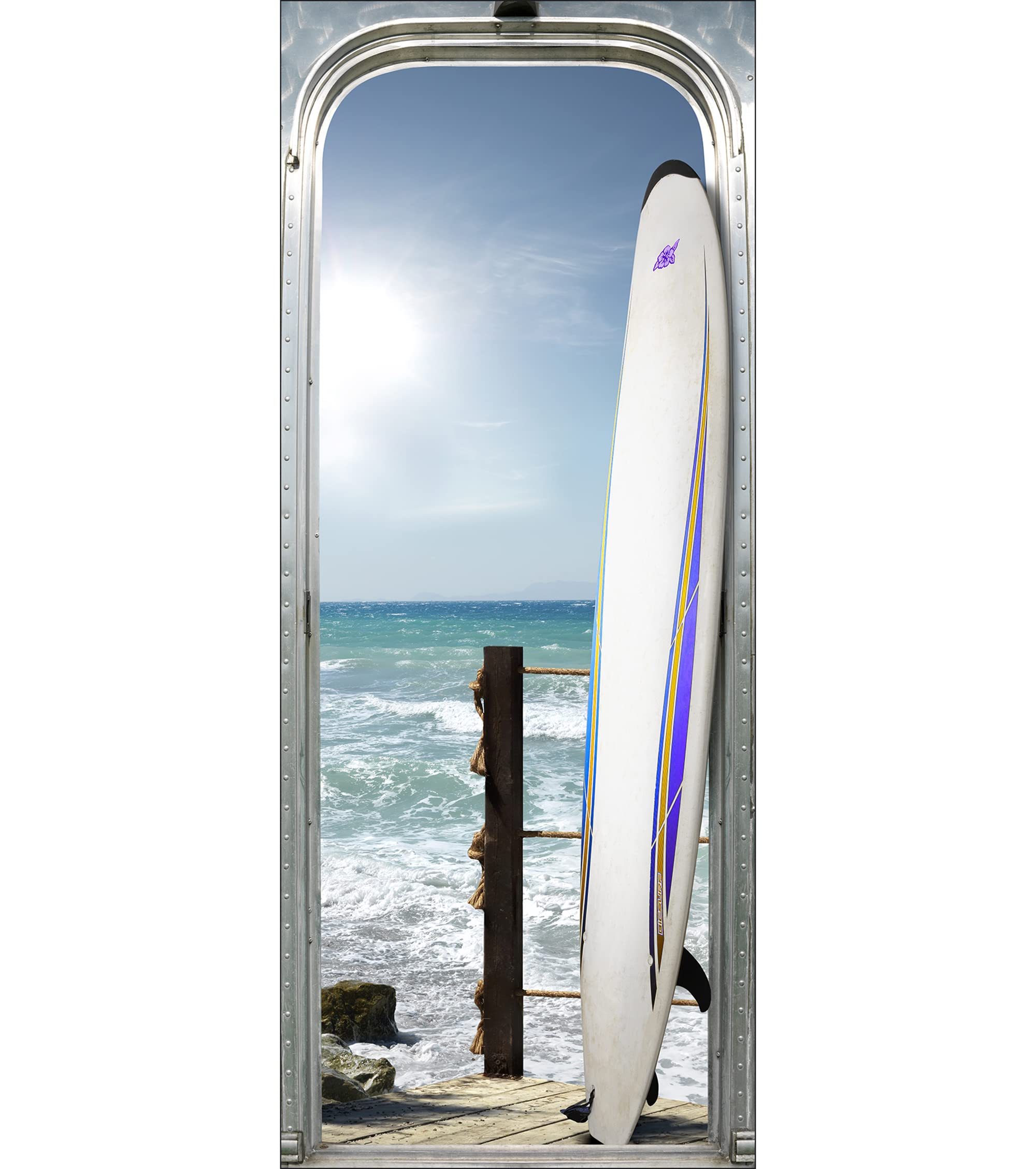 PLAGE 141034 Sticker ONDOOR, ADHESIVE FOR DOOR - Waïkiki beach, 204 x 83 cm
