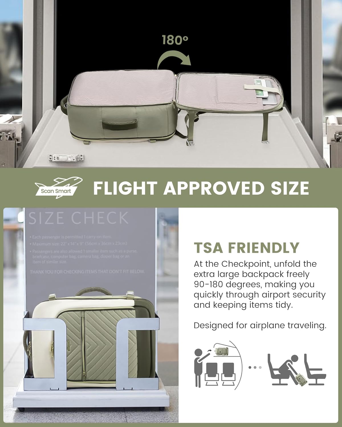 LOVEVOOK Large Travel Backpack for Women, TSA Carry on Backpack for Airplanes, 40L Personal Item Travel Bag for Women fits 17" Laptop,Waterproof Carry on Bag Airplane Approved with 3 Packing Cubes - Image 2