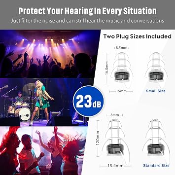 Hearprotek 2 Pairs High Fidelity Concert Ear Plugs, Earplug Cases, Portable Earplug Holder