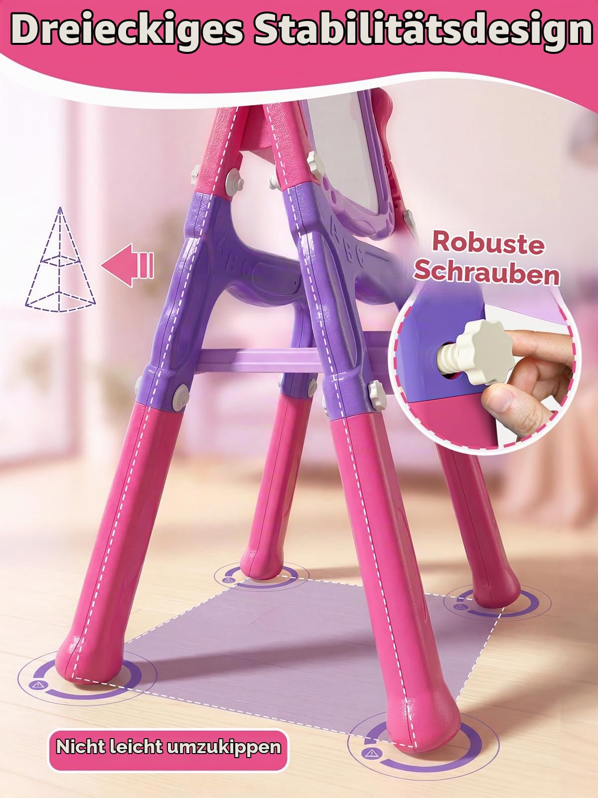 Lehoo Castle Staffelei Kinder, Spielzeug für ab 3 Jahre Mädchen(Lila) | Kindertafel mit Kreidetafel & Whiteboard, Höhenverstellbar, Painting Board Lernspielzeug für 2 3 4 5 6 Jahre Baby Kinder