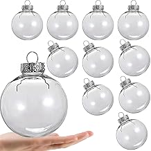 Pack of 10 Clear Plastic Ornaments, 80mm Clear Plastic Refillable Decorative Balls, 3.15 Inch Christmas Balls for DIY Crafts, Christmas Tree Decoration, Wedding Party, Christmas House Decoration
