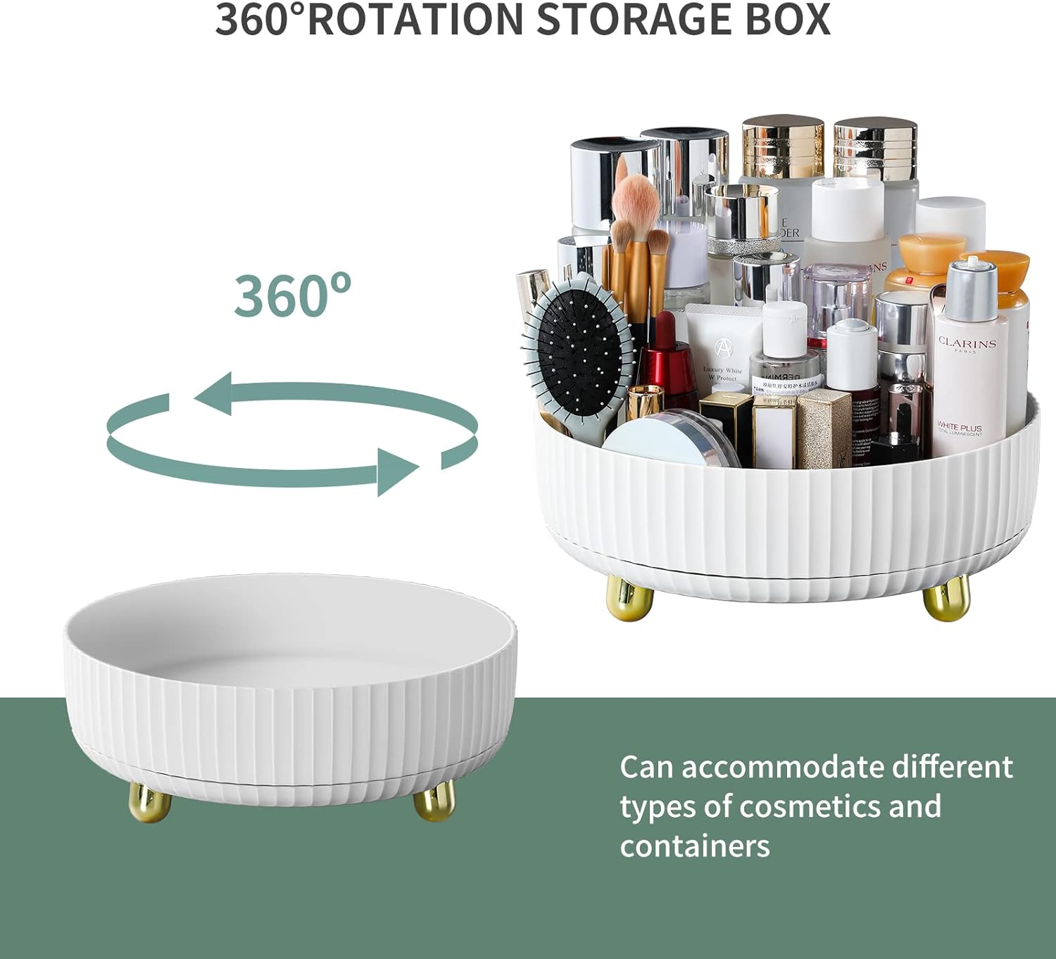 funest Makeup Perfume Organizer, 360 Degree Rotating Lazy Susan Cosmetic Desk Storage Lotions Display Case Round Gift Tray with Large Capacity, for your Jewelry : Beauty & Personal Care