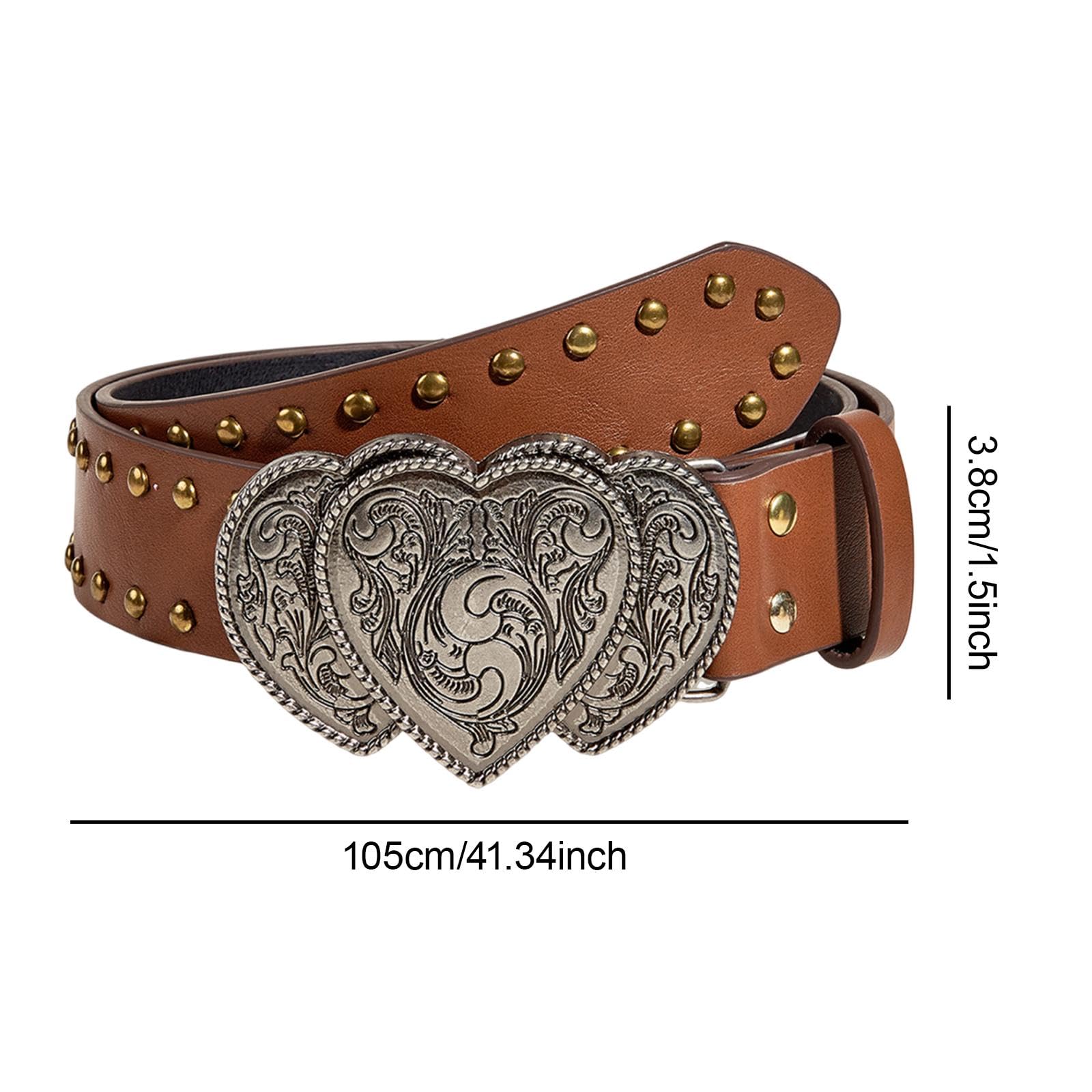 Cintura da Donna in Finta Pelle, Stile Western, da Cowboy, da Cowgirl, con Design retrò, Larga 3,8 Cm, Ideale Come Regalo per Feste, Marrone
