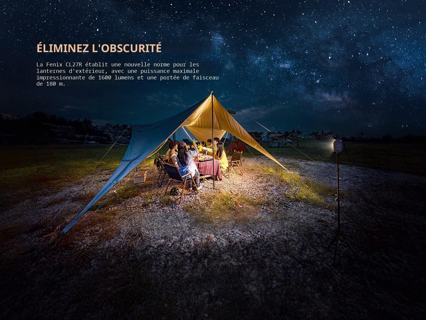 fenix CL27R Lanterne multi-faisceaux rechargeable | 1600 lumens | 180 m | 285 heures max | mode lumière rouge | réglage continu de la température de couleur et de la luminosité | poignée magnétique à