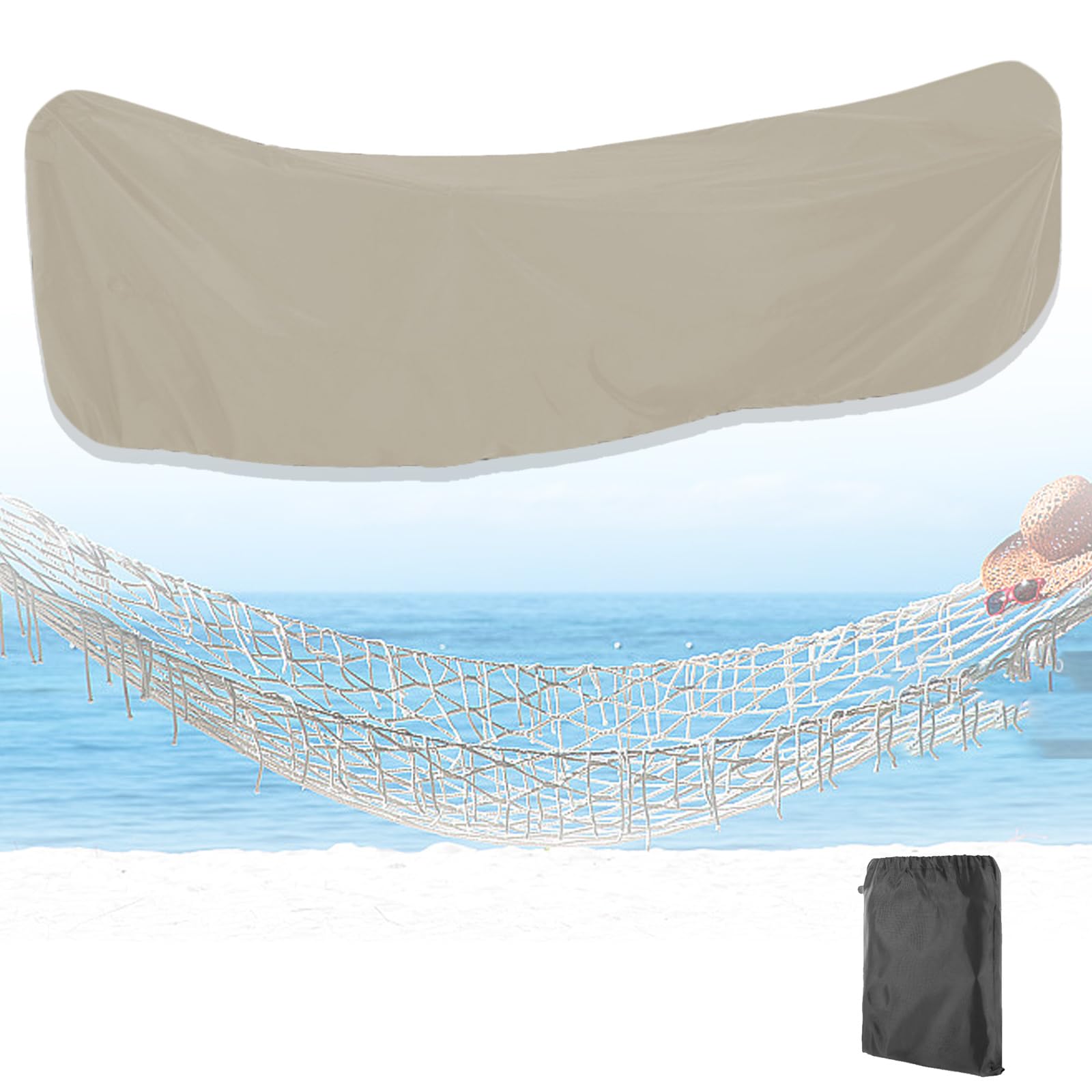 Bâche de protection durable 420D imperméable à la poussière pour hamacs d'extérieur Cordon réglable (taille : 370 x 140 x 93 cm, couleur : beige)