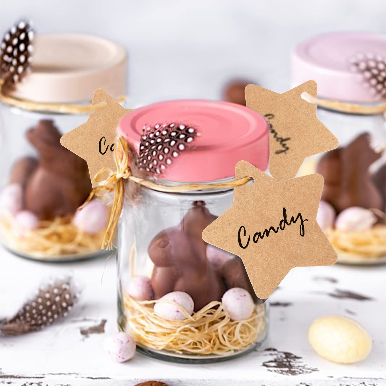 JijAcraft Weihnachtsanhänger 6cm - 100 Stück Kraftpapier Mit Schnur