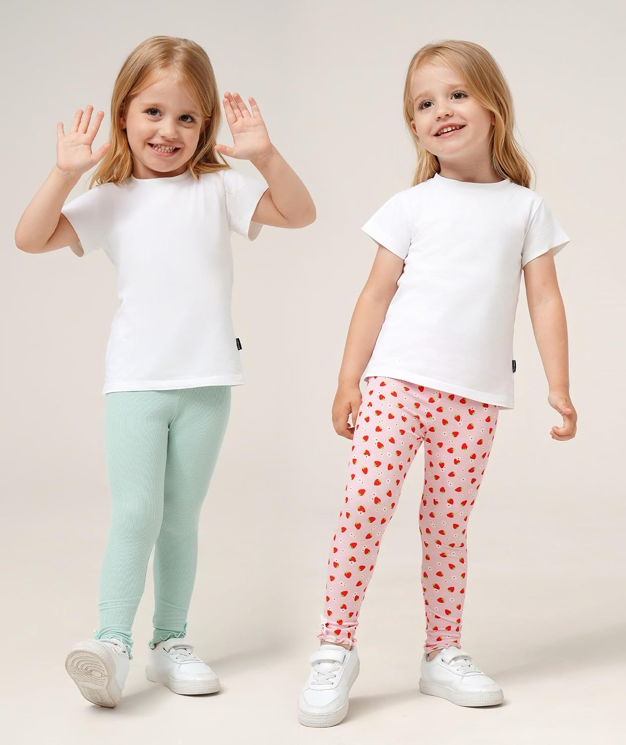Toddler Girls Leggings 2-Pack Bamboo Viscose Little Girls Casual Stretch Pants
