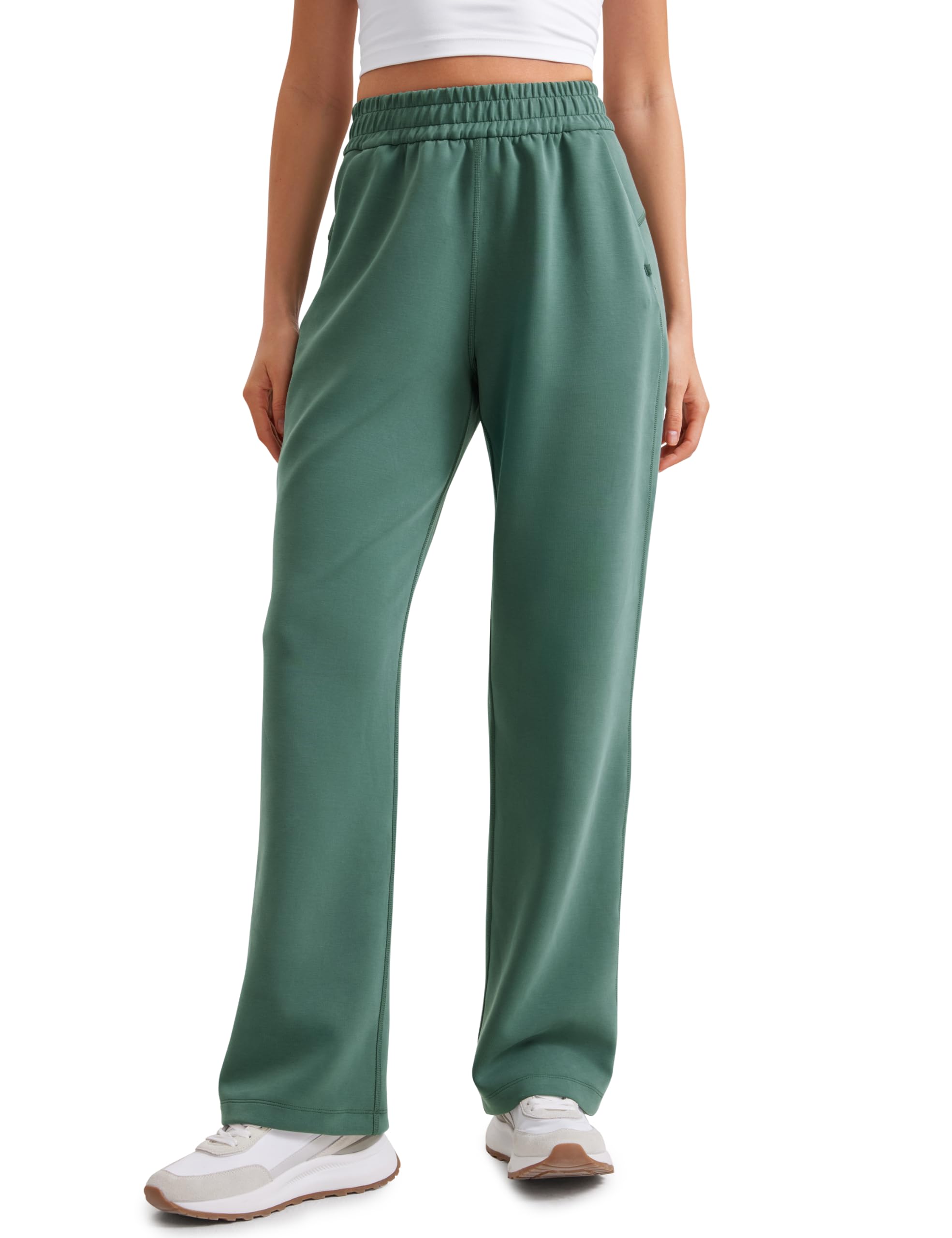 CRZ YOGA SoftAura Straight Leg Casual Sweatpants Women 28"/30" - Modal Lounge Travel Pants with Pockets 30" Medium Dark Forest Green