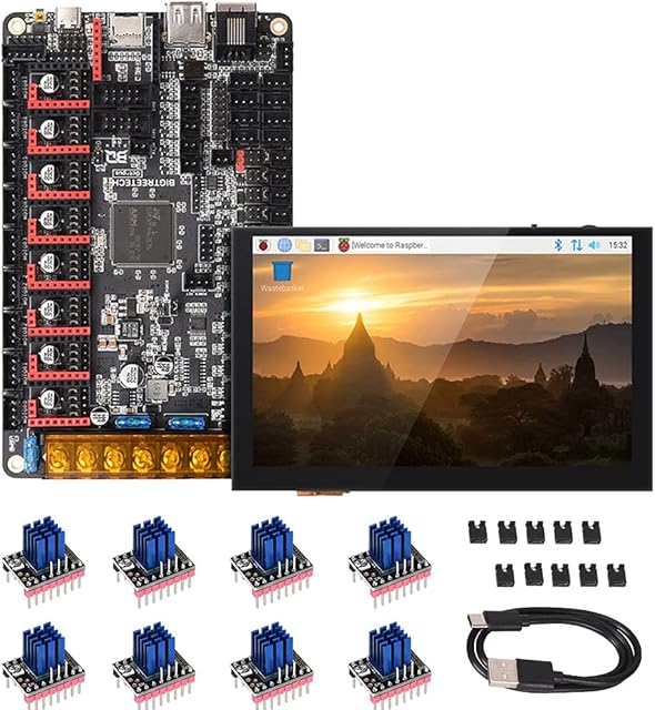 BIGTREETECH Octopus V1.1 Control Board + PI TFT50 Touchscreen + 8 TMC2209 Drivers for 3D printer Upgrade Spider Compatible Marlin 2.0 and Klipper Firmware