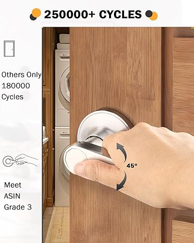 Miniatura 3 de Gobrico Paquete de 6 manijas onduladas para puerta de pasillo y armario en níquel satinado para puertas de paso, cerraduras