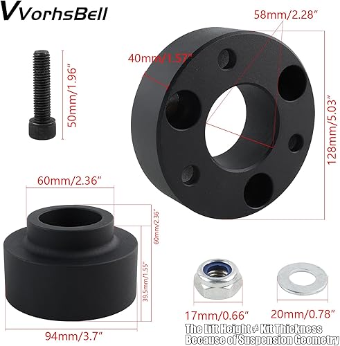 Miniatura 9 de Kits de elevación de nivelación delantera de 2.5 pulgadas para Ram 1500 4WD 4X4,2.5 pulgadas 2009-2022 Espaciadores de puntal delantero para Dodge