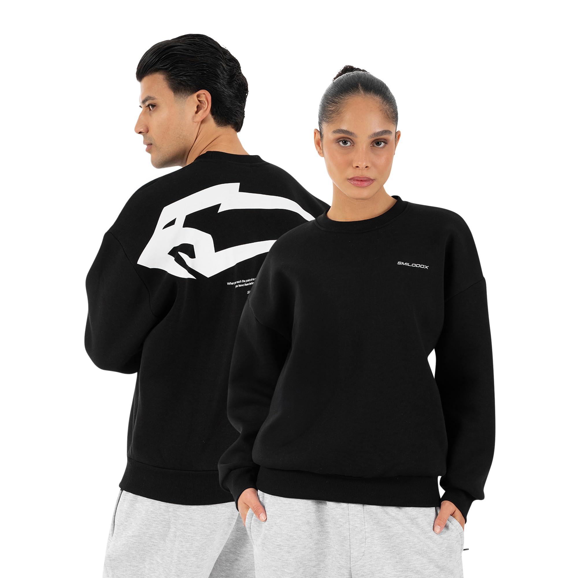 SMILODOX Sweatshirt Unisex Tane Oversize Fit Rundhals Pullover mit großem Rückenprint & Brustlogo, lockerer Streetwear Sweater aus weichem Material, Oversized Pullover für Herren Damen