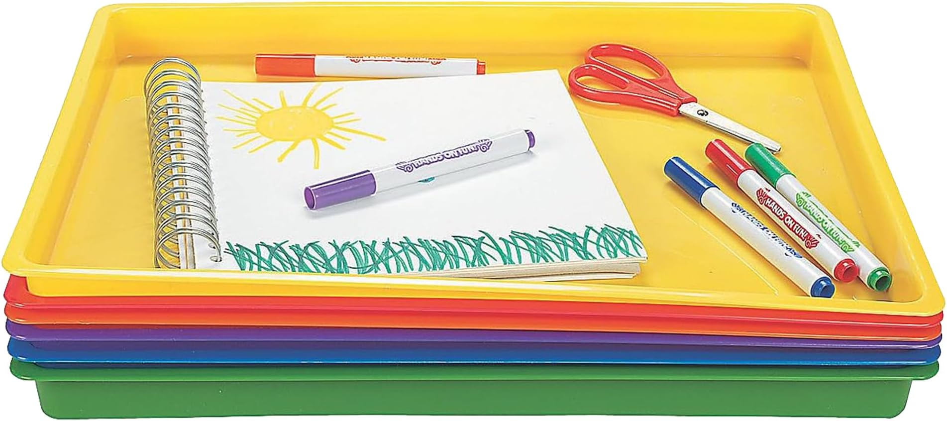 Fun Express Easy Clean Flat Trays - 6 Pieces - Educational and Learning Activities for Kids