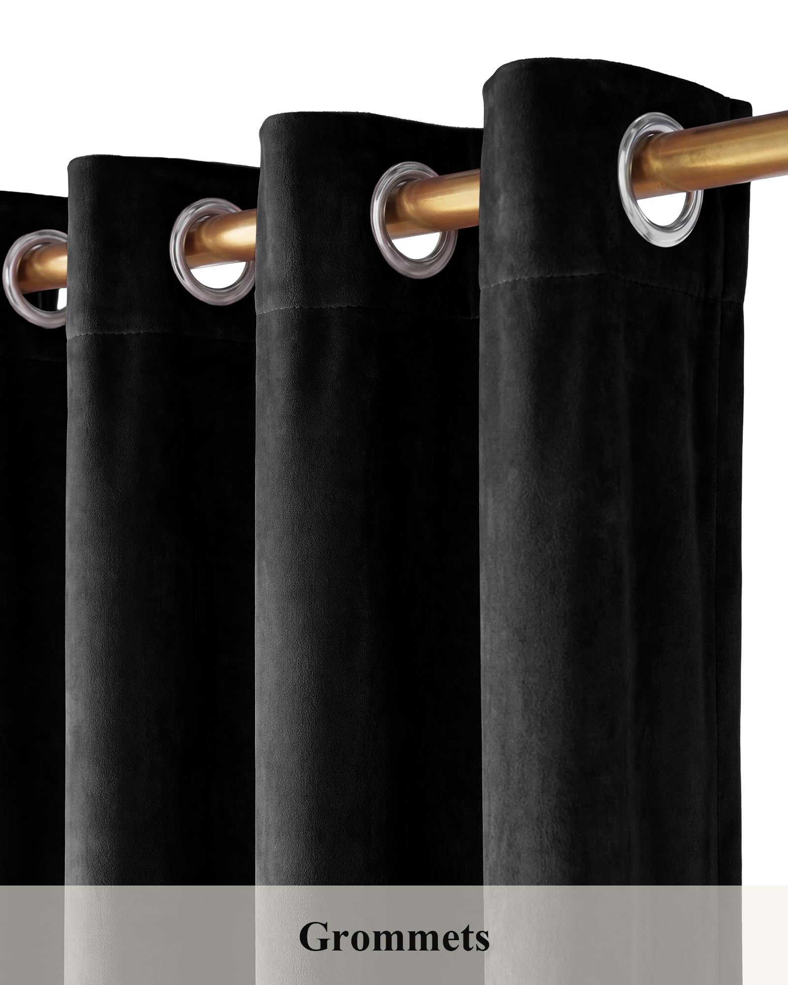 StangH, Tende in velluto, pesanti, isolamento termico, oscuranti, per cantina, risparmio energetico, per porte scorrevoli in vetro, L132 x H305 cm, 2 pannelli, nero