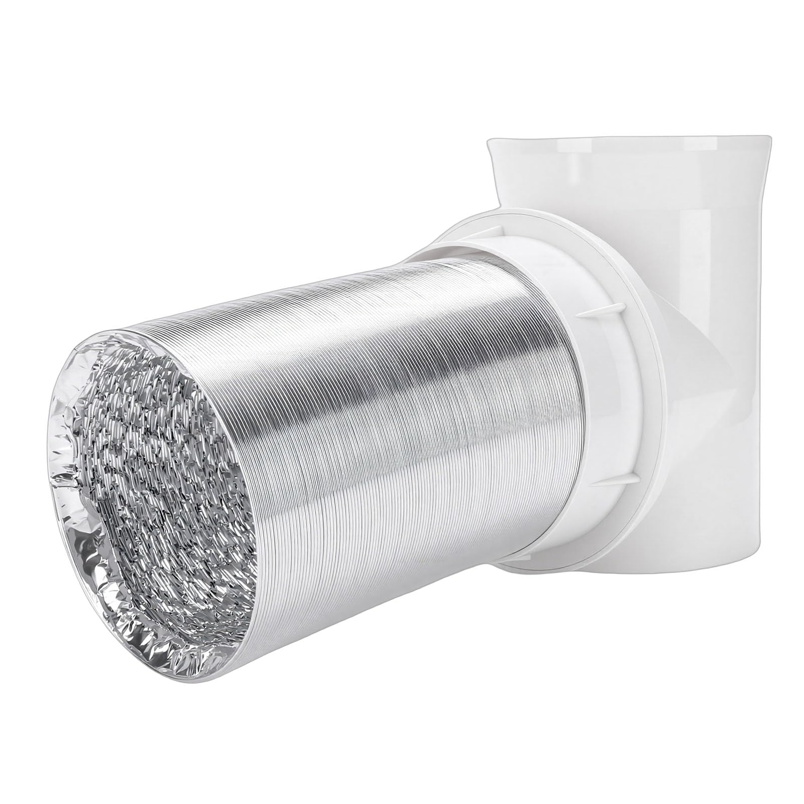 Kit de Manguera de Ventilación para Secadora en Espacios Reducidos, Sellado Fuerte, Fácil Instalación, Diseño Profesional para Seguridad en el Hogar, PVC, Aluminio, Blanco, para Ventilación
