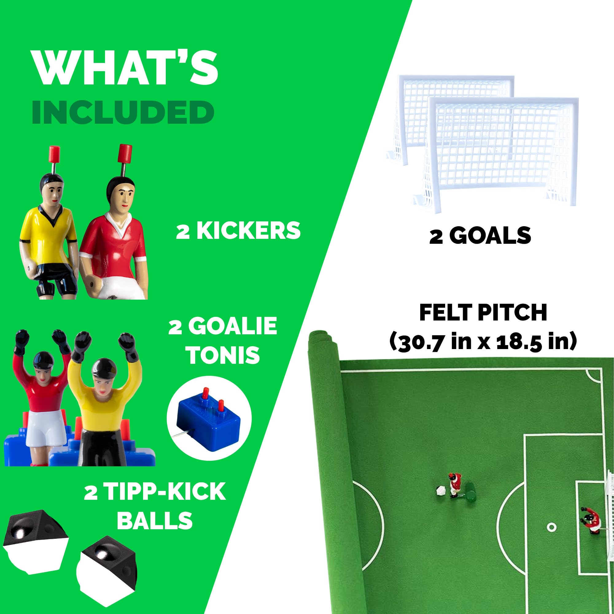 Tip-Kick Classic 78,5 x 47,5 cm – gotowy do gry zestaw tip-kick z 2 graczami Tip-Kick, 2 x bramkarz TIPP-KICK, 2 x plastyktor Tip-Kick, 2 x piłka TIPP-KICK z filcu