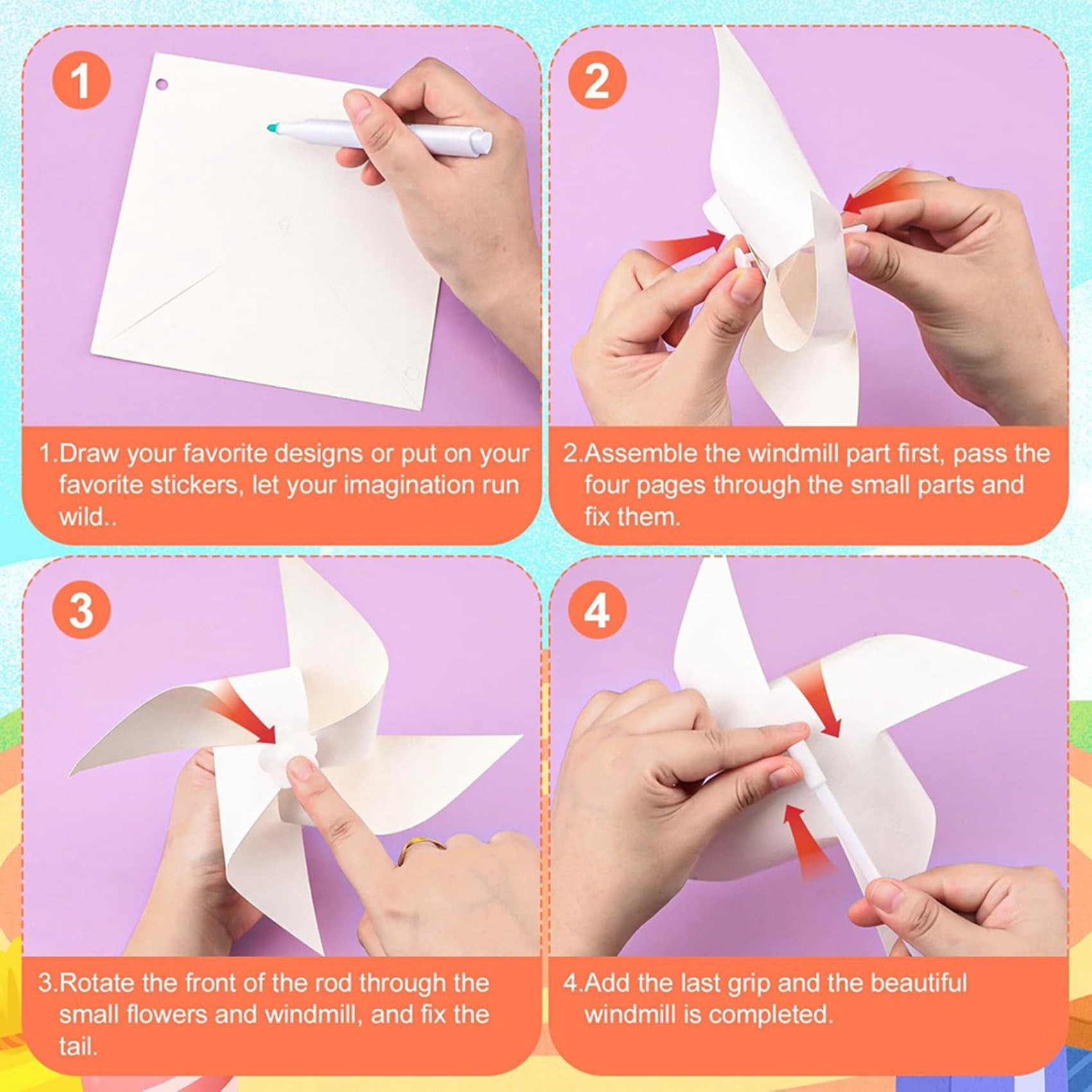 200 Girandole di Carta per Bambini DIY, Girandole di Carta Bianca Bianca Mulini A in Plastica Vuota Piccole Girandole per L'Estate dei Bambini