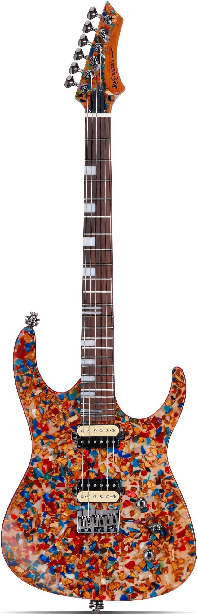 Leo JaymzElectric Guitar Hurricane Deluxe Series, Mahogany Body, Roasted Maple Neck, Rosewood Fretboard, Locking Tuners, Rounded Frets, Case and Capo (Abstract Deluxe)