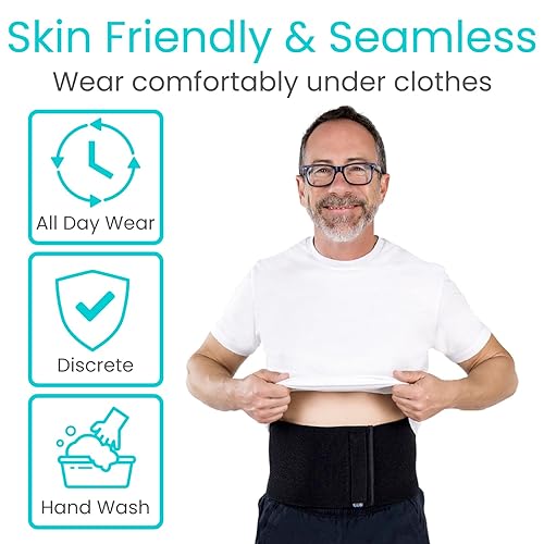 Miniatura 7 de Vive Cinturón de hernia umbilical para hombres y mujeres  Carpeta abdominal con almohadillas de compresión para soporte poscirugía  Banda para el