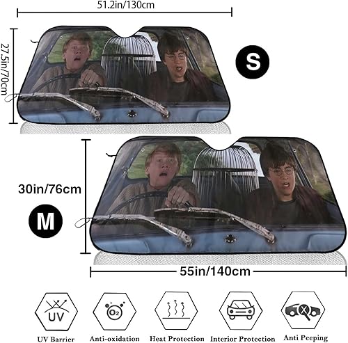 Miniatura 3 de AFOK Harry Magic Po-Tter - Parasol para parabrisas de automóvil, ajuste universal, visera frontal que protege del calor del solbloquea los rayos UV,