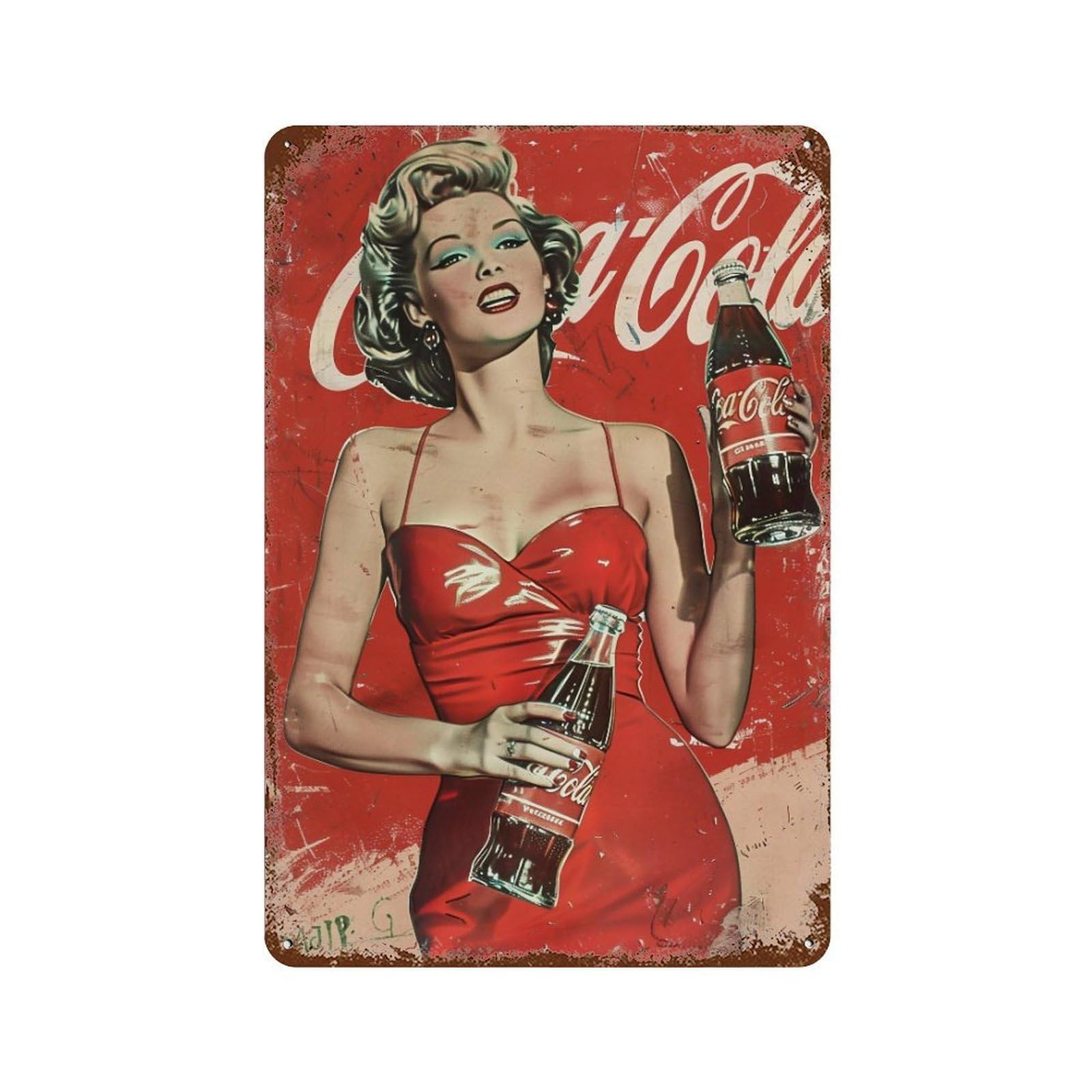 FHUYEURHRY Coca Cola Pin Up Girl 02 Wall Decor Retro Iron Vintage Art Metal Tin Sign Poster Modern Home Cofffee Club Art Bar Shop Decorations Style-41 30x20cm
