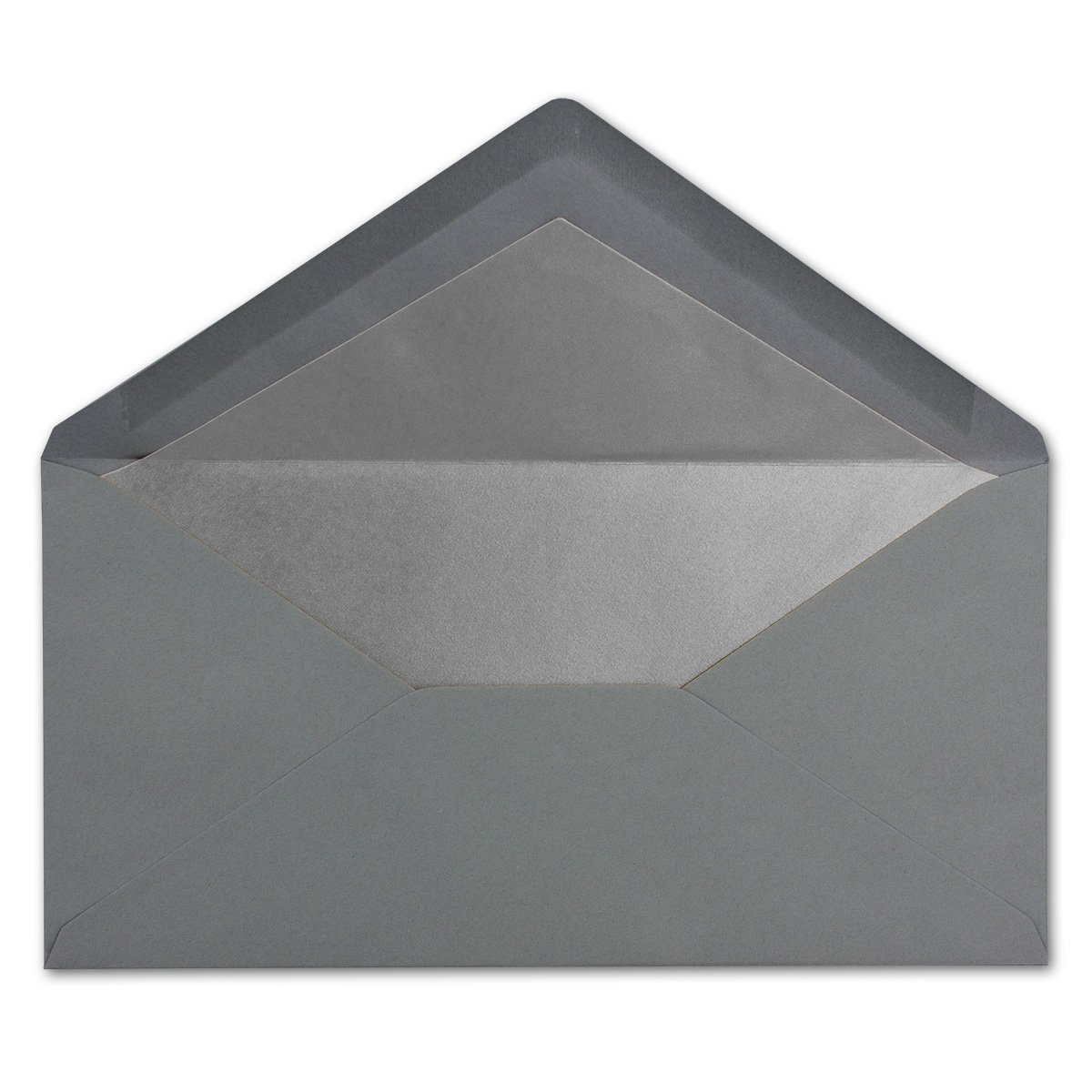 50x Envelope DL Format, Wet gummed Closure, Metallic Silver Interior - Graphite Grey, graphite grey | Silver - Image 3