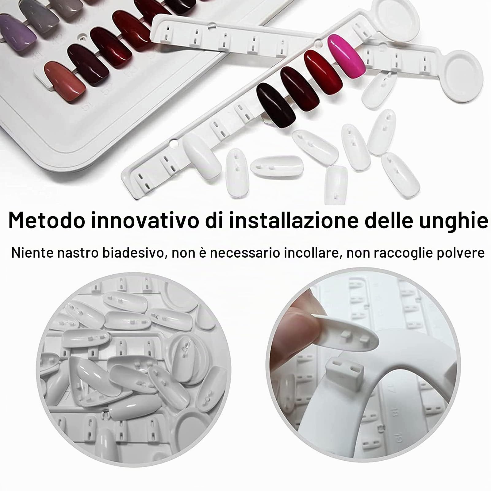 Espositore per 120 Colori di Sfumature Unghie con Clip 14 Colori, Ideale per Smalti Gel, Salone Manicure e Campioni Nail Art, Senza Bisogno di Colla, Supporto Professionale per Artisti delle Unghie