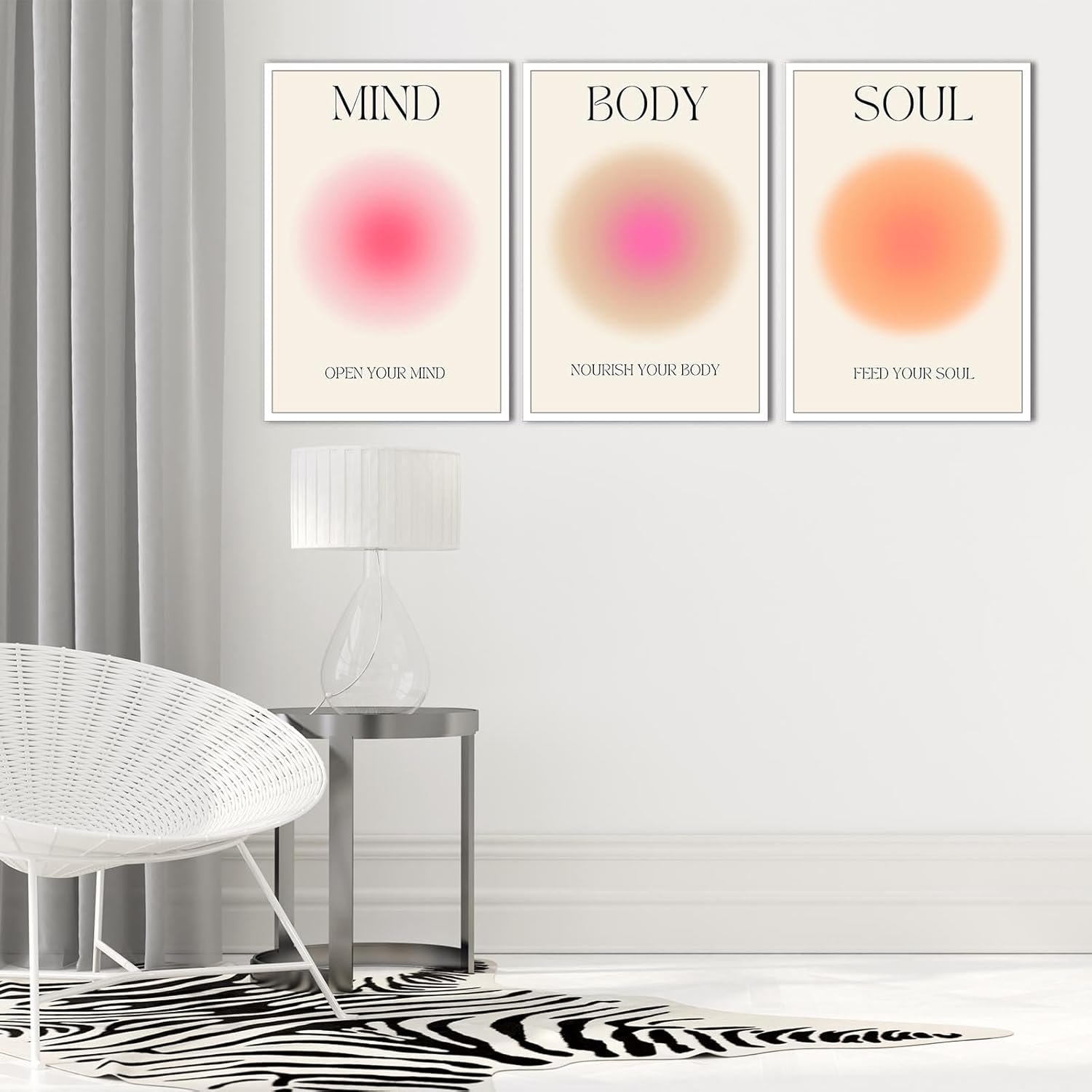 Mind Body Soul Gradient Canvas Motivational Quote Posters Set