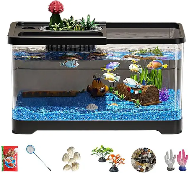 Small Aquarium Starter Kit - Complete Lite Tank with LED & Filter