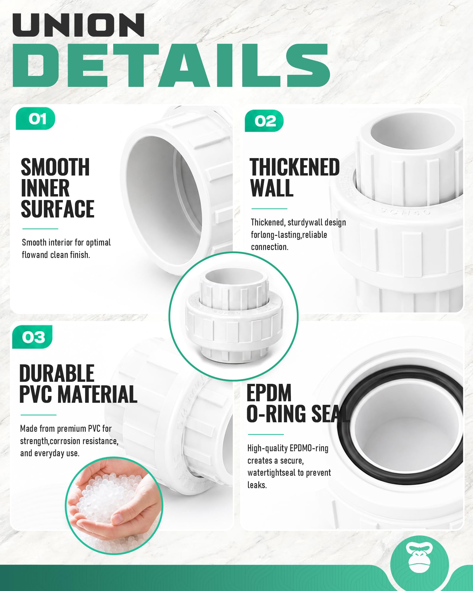 Raccordo per tubi in PVC da 5,1 cm (presa x presa), confezione da 10 raccordi per tubi resistenti per creazioni fai da te in PVC, adattatore di accoppiamento in PVC Schedule 40.
