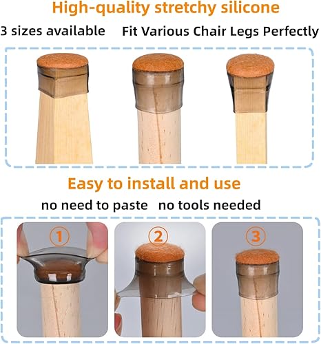 Miniatura 9 de 24 protectores de suelo para patas de silla para suelos de madera dura, protectores de suelo para patas de muebles, protectores de silicona para