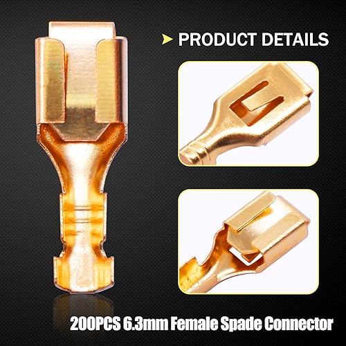 Miniatura 16 de Twidec /200 unids 0.248 in conector de pala hembra conector de hoja terminales de empalme rápido conectores de alambre no aislados para relé