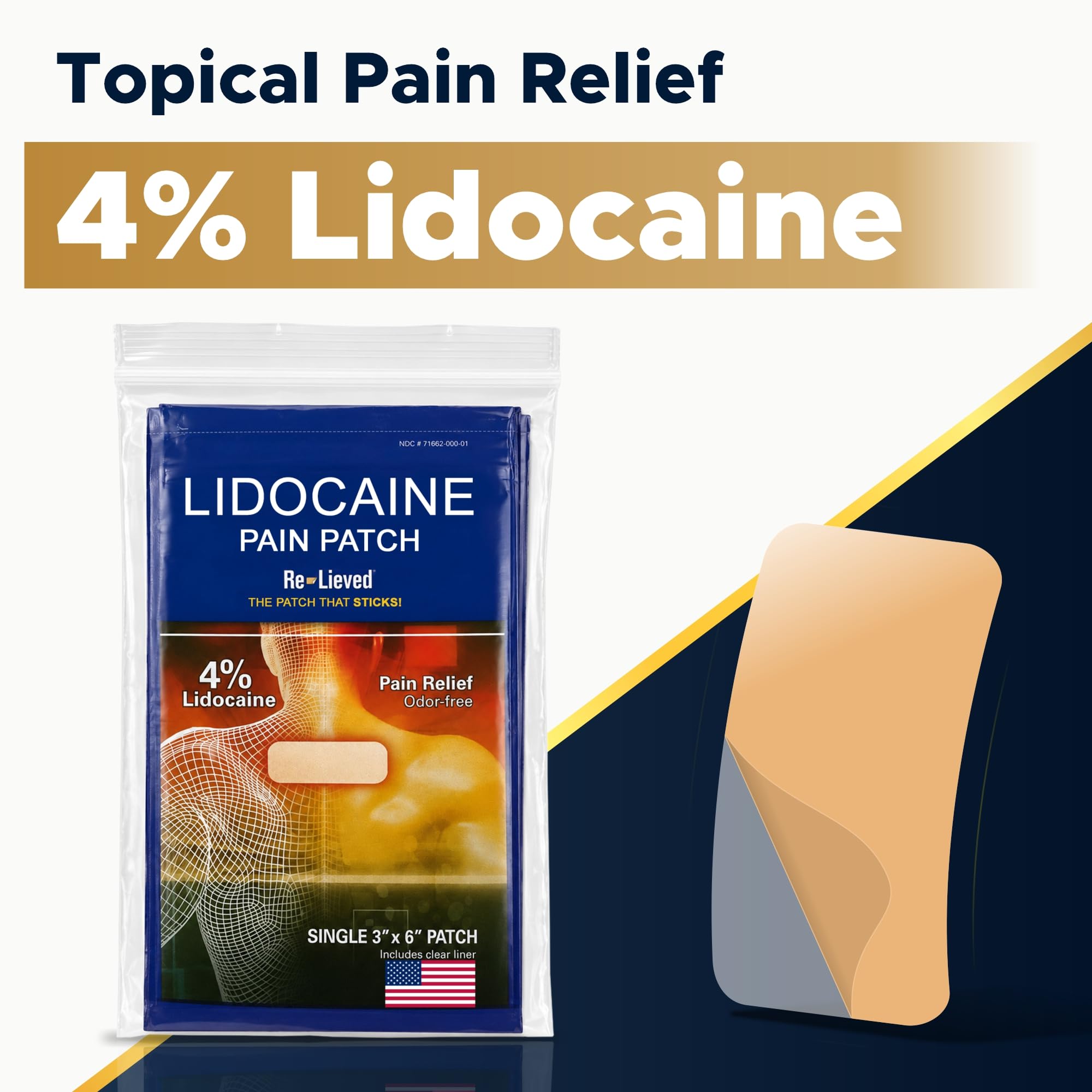 Re-lieved 4% Lidocaine Topical Pain Relief Patches, Max Strength, 20 Count — Amazon image 2