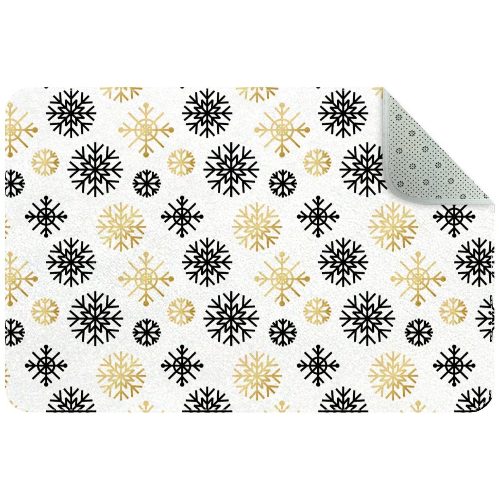 Tapis de Noël pour porte d'entrée paillasson élégant noir et doré pour terrasse et garage