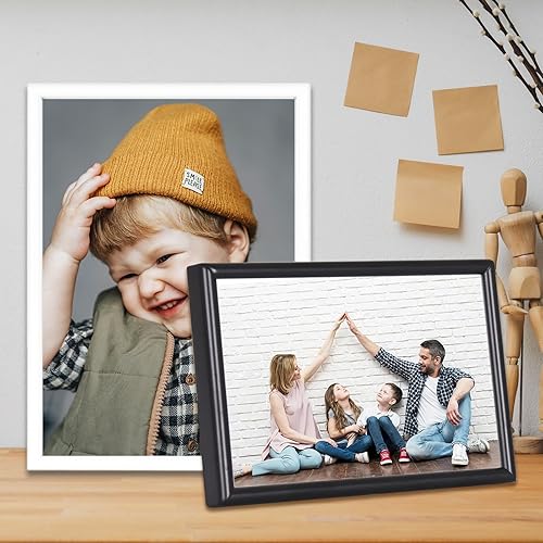 Miniatura 6 de Autjvy Juego de 2 portarretratos de 5 x 7 pulgadas, marco de fotos de aluminio fino moderno y simple de aluminio con vidrio real HD, pantalla para