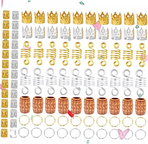 Miniatura 4 de Juego de 140 piezas de joyería para el cabello para rastas de metal, accesorios para el cabello para mujeres y hombres