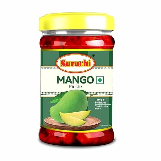 Suruchi Mango Pickle - 500g | Khatta Aam Ka Achar | Ready to Eat Mango Pickle | Authentic Indian Achar | Pure & Natural Ingredients | Hygienically Packed (Pack of 1)