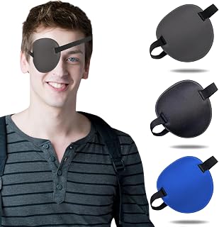 3PCS Eye Patch, Medical Eye Patches for Kids and Adults, Soft Amblyopia Lazy Eye Patches for Left or Right Eyes (Black, Blue, Black Gray)