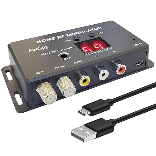 Modulador de RF Adaptador coaxial RCA Convertidor demodulador UHF con antena (ANT) IN/SALIDA & Interruptor de canal para Roku Fire Stick PS3 PS4 PS5