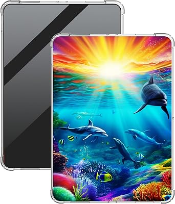 Ocean with Dolphins Clear Case for 7" Kindle Paperwhite 12th Generation,2024&Kindle Colorsoft Signature Edition 7" Lightweight Transparent TPU Shockproof Protective Cover