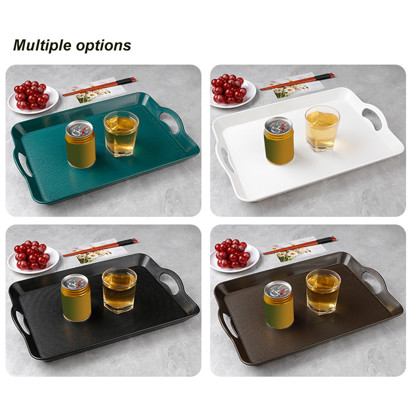Juego de 2 Bandeja Plastico, Bandeja Comida, Ideales para La Organización y El Almacenamiento en el Hogar(White,29x42x3CM/11x16x1IN)
