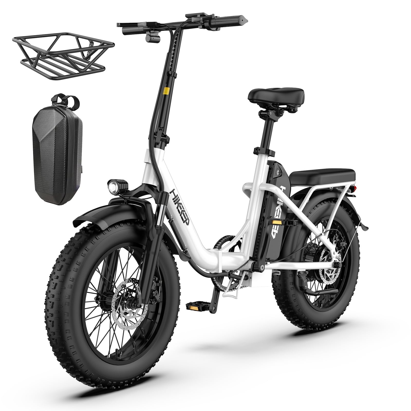 GLOBALKEEP 16" Folding Electric Bike for Adults, 750W Motor Fat Tire Commuter E-Bike, 48V 13Ah Removable UL 2849 Battery, Step-Through City Ebike with