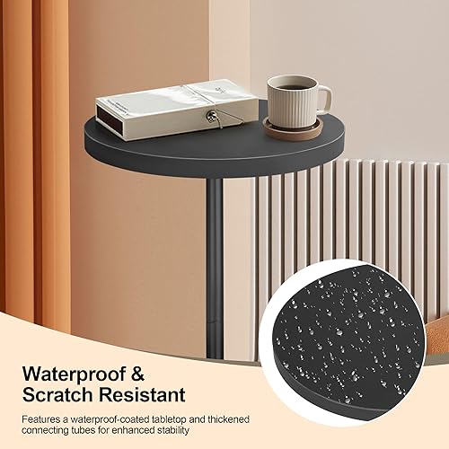 Miniatura 4 de Mesa de bebidas, pequeñas mesas auxiliares de pedestal para espacios pequeños, mesa redonda de madera para martini para exteriores, sala de estar y