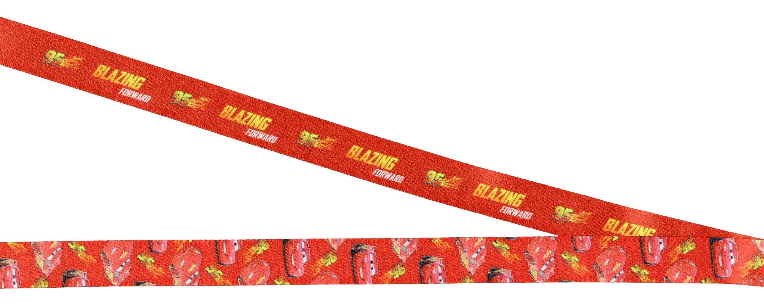 Disney Cars Lightning McQueen Schlüsselband mit transparentem Ausweishalter und 5,1 cm Rennwagen-Anhänger aus Gummi