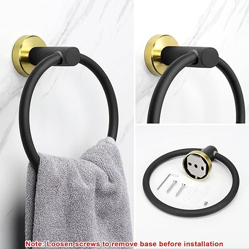 Miniatura 4 de NearMoon Anillo de toalla de baño, accesorios de baño, soporte grueso de acero inoxidable para toallas de baño, moderno colgador redondo para