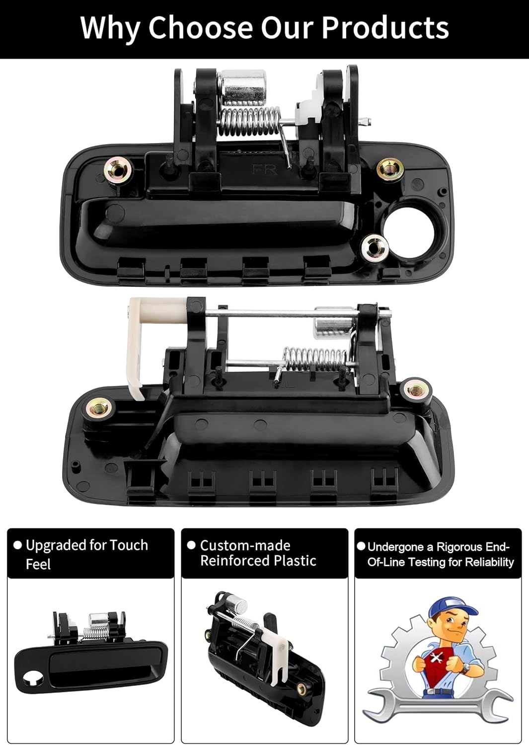 Gledewen Exterior & Interior Door Handle Set, Gray, Compatible with 1997-2001 Toyota Camry, Front & Rear & Left & Right, 6922033040, 6921033040, 6927733020, 6927833020, Driver Passenger Handle