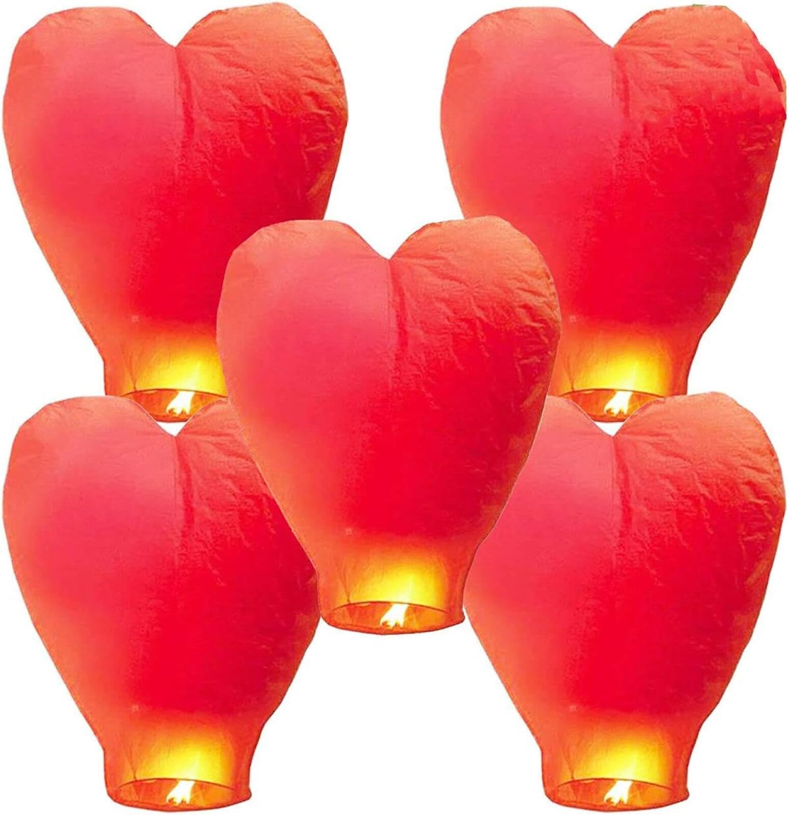 YQbest Chinese Sky Lanterns - Eco Friendly, 100% Biodegradable Wire-Free Fire Resistant Paper Lantern to Release in Sky,Weddings & Parties & Festivals (Set of 5,Red)