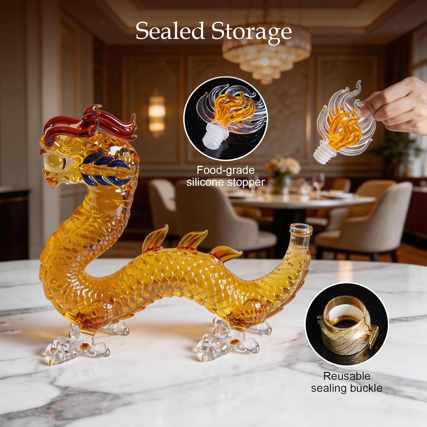 Dragon Whiskey Decanter Set,Dragon shaped Wine Decanter 1000ml,Animal whiskey decanter