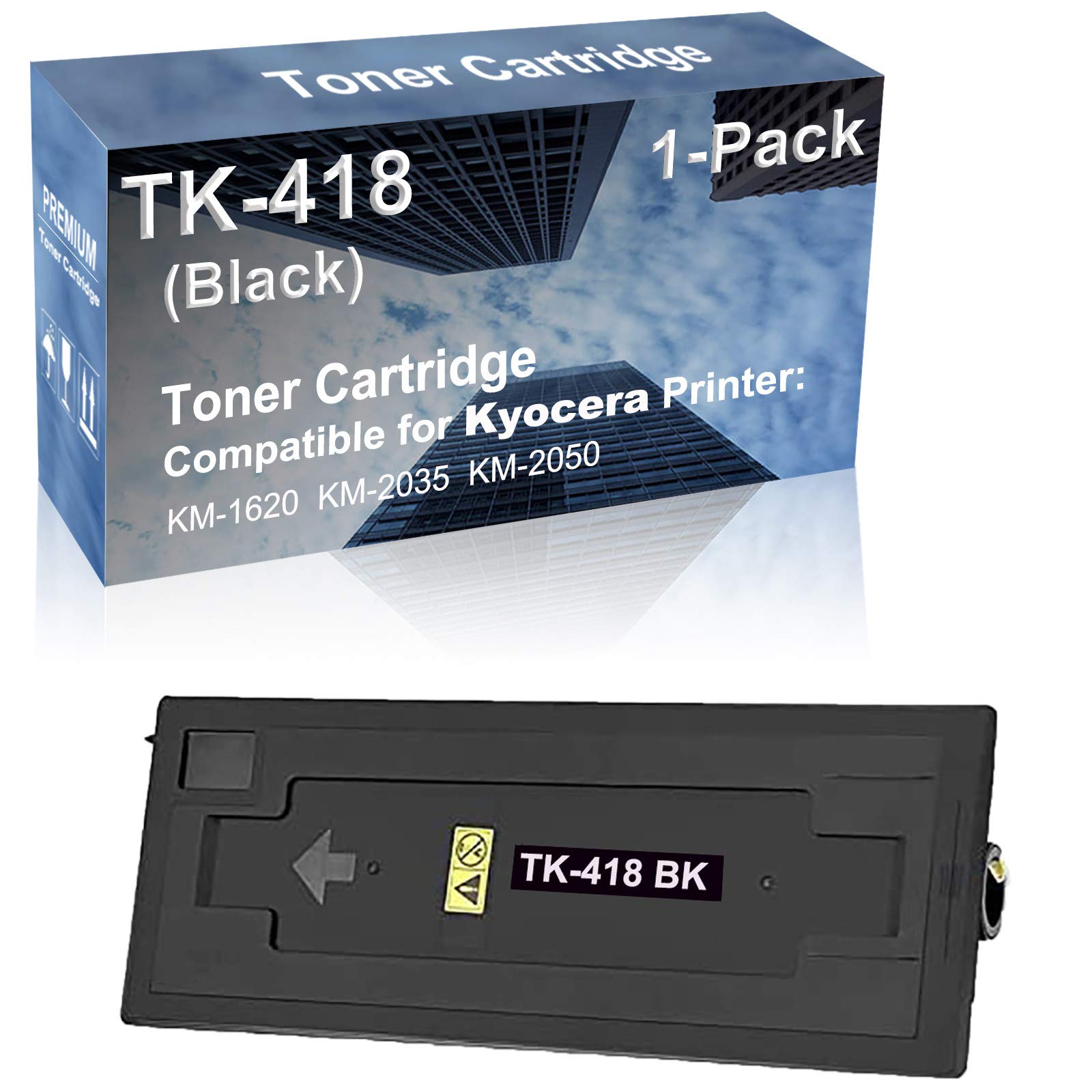 1-Pack Compatible High Capacity TK418 (TK-418) Toner Cartridge use for Kyocera EcoSys KM-1620 KM-2035 KM-2050 Printer (Black)